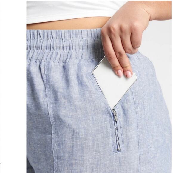 Athleta Cabo 100% Linen Coastal Grandma Jogger Pants In Blue Size 10 - Picture 4 of 9